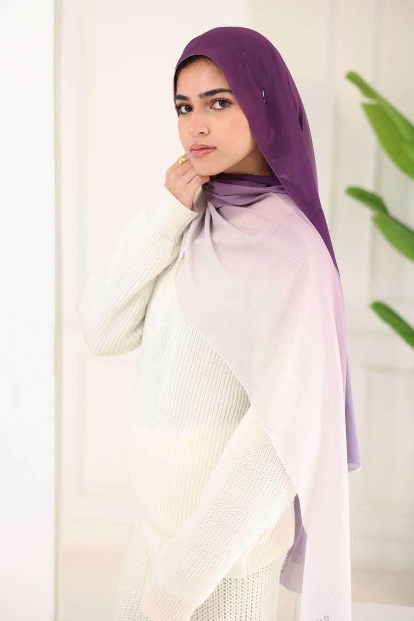 Chiffon Gradient Scarf – Royal Plum Mist
