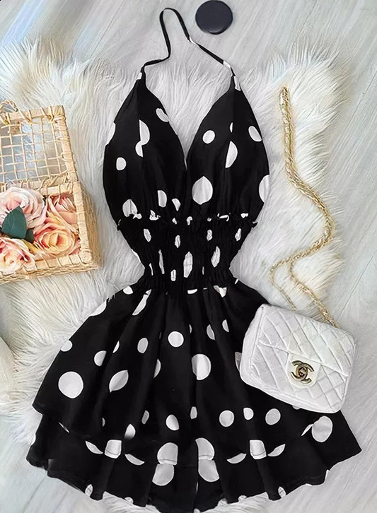 Playful Polka Dot Halter Dress