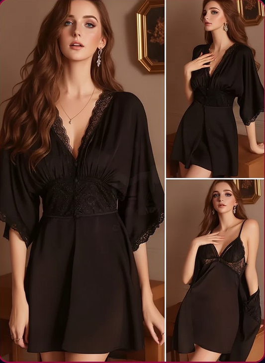 Petal Whisper Lace Slip & Robe Set