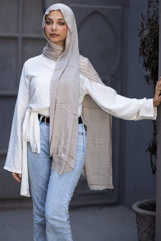 Cotton Sponge Scarf – Dusty Grey