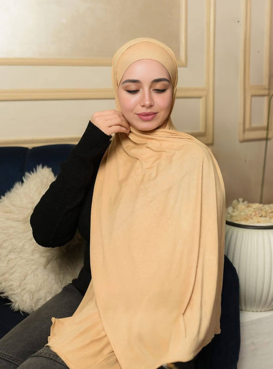 Lycra + Bandana Scarf Set – Soft Peach