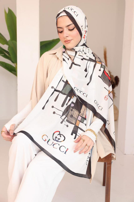 Abstract Designer GUCCI Scarf – Modern Art Edition