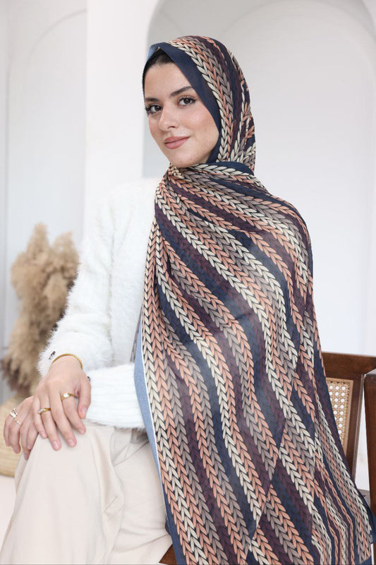 Chiffon Braided Wave Scarf – Midnight Earth